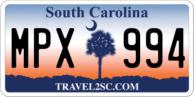 SC license plate MPX994