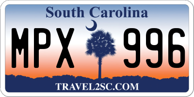SC license plate MPX996