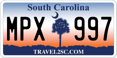 SC license plate MPX997