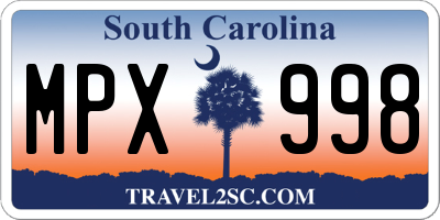SC license plate MPX998