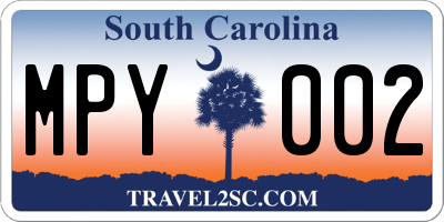 SC license plate MPY002