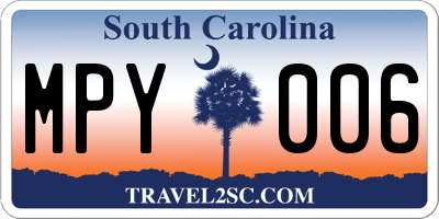 SC license plate MPY006