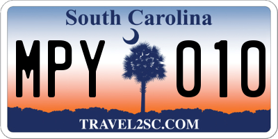 SC license plate MPY010