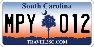 SC license plate MPY012