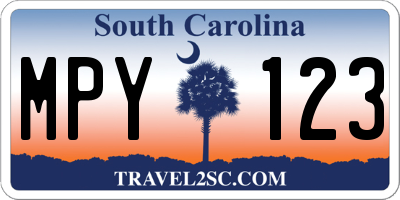 SC license plate MPY123