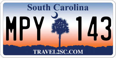 SC license plate MPY143
