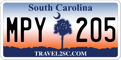 SC license plate MPY205