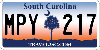 SC license plate MPY217