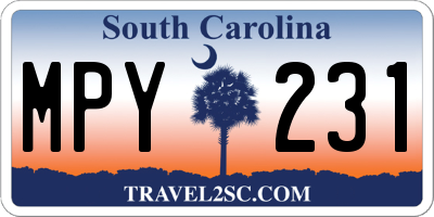 SC license plate MPY231