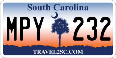 SC license plate MPY232