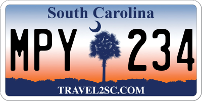 SC license plate MPY234