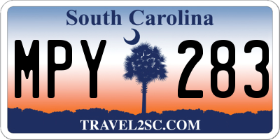 SC license plate MPY283