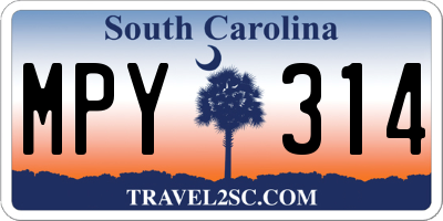SC license plate MPY314