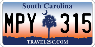 SC license plate MPY315