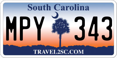 SC license plate MPY343