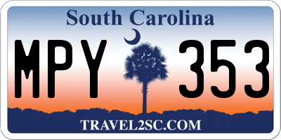 SC license plate MPY353