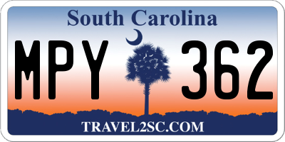 SC license plate MPY362