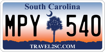 SC license plate MPY540