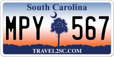SC license plate MPY567