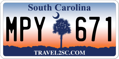 SC license plate MPY671