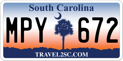 SC license plate MPY672