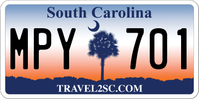 SC license plate MPY701