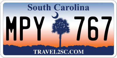 SC license plate MPY767