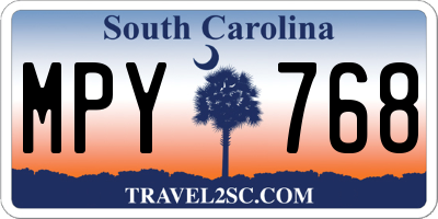 SC license plate MPY768