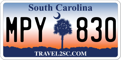 SC license plate MPY830
