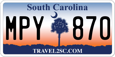SC license plate MPY870