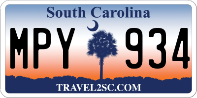 SC license plate MPY934