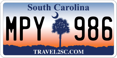 SC license plate MPY986