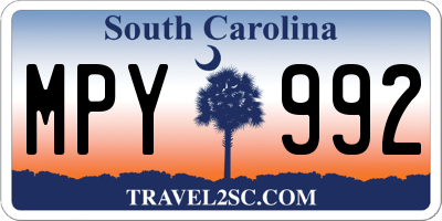 SC license plate MPY992