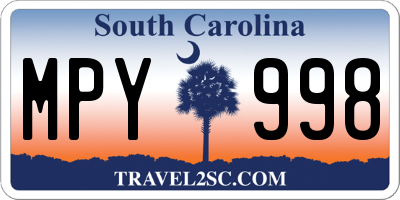 SC license plate MPY998