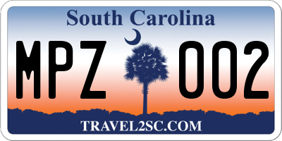 SC license plate MPZ002