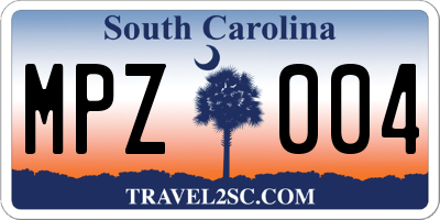 SC license plate MPZ004