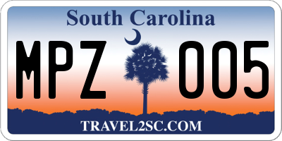 SC license plate MPZ005