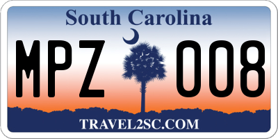 SC license plate MPZ008