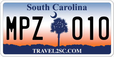 SC license plate MPZ010