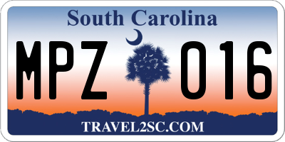 SC license plate MPZ016