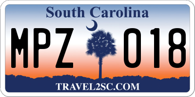SC license plate MPZ018