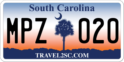SC license plate MPZ020
