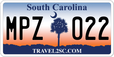 SC license plate MPZ022