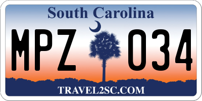 SC license plate MPZ034