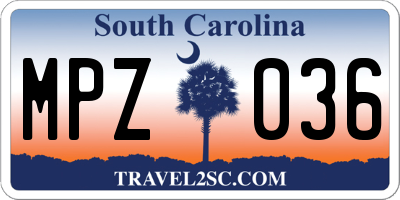 SC license plate MPZ036