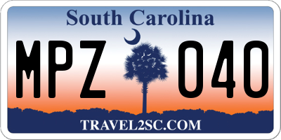 SC license plate MPZ040