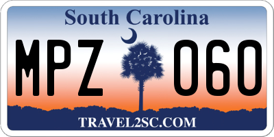 SC license plate MPZ060