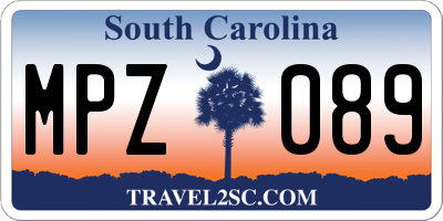 SC license plate MPZ089