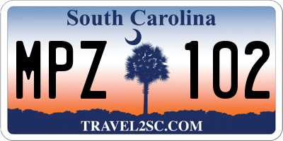 SC license plate MPZ102