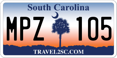 SC license plate MPZ105